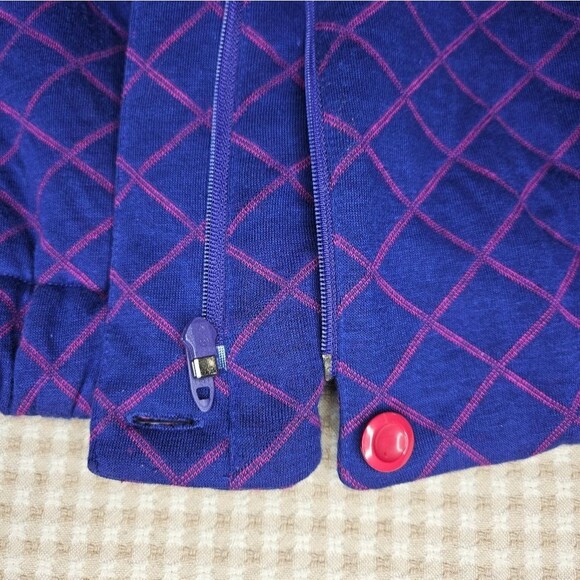 Doncaster Vintage Royal Blue Diamond Print Quilted Pink Lining Zip Front Jacket - Picture 5 of 11